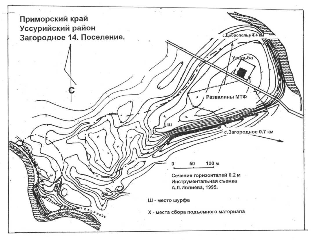 Загородное-14. Селище, Приморский край, Уссурийский городской округ, с.  Загородное, в 0,9 км к западу от села, к юго-западу